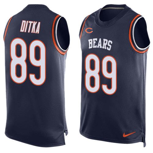 Nike Bears #89 Mike Ditka Navy Blue Team Color Men's Stitched NFL Limited Tank Top Jersey - Click Image to Close